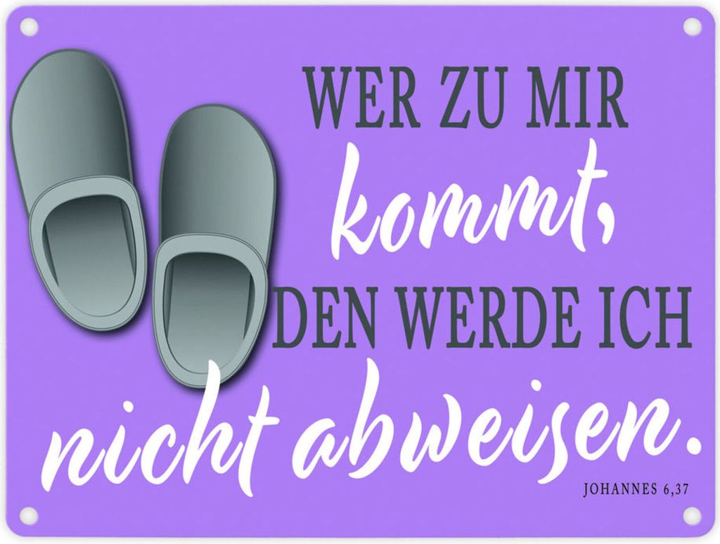 Bibelvers aus dem Johannes Evangelium Schild lila Gastfreundschaft