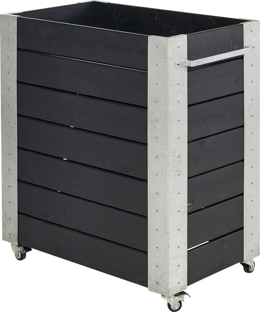 Plus Blumenkasten Cubic 87 x 50 x 95 cm schwarz mit Räder