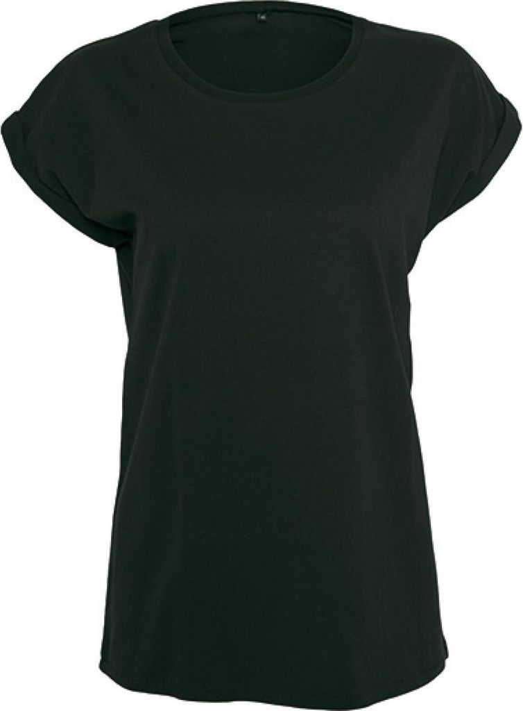 Build Your Brand BY138 | Damen Shirt, Organic Extended Shoulder Tee, 100% Bio-Baumw. - Farbe: Black - Größe: 4XL