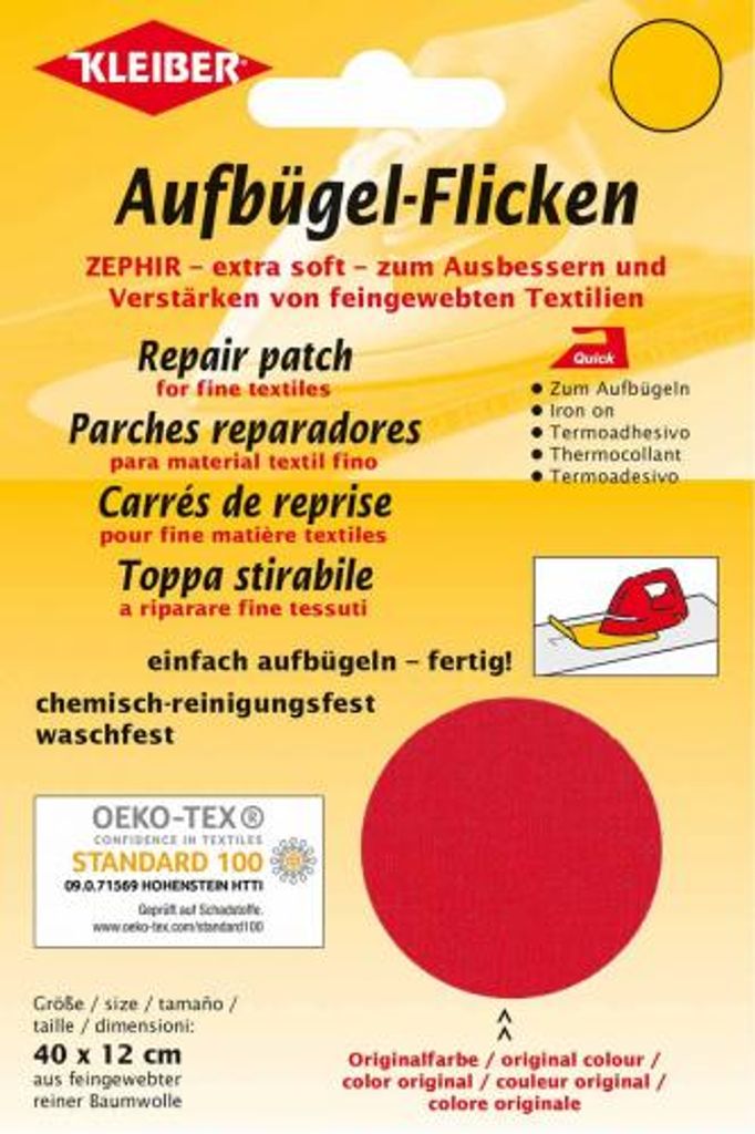 KLEIBER Zephir-Aufbügel-Flicken 400 x 120 mm rot