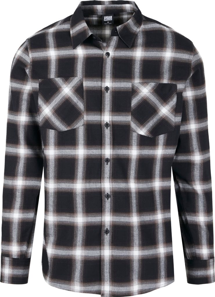 Urban Classics - CHECKED FLANELL Hemd schwarz / weiß - XS
