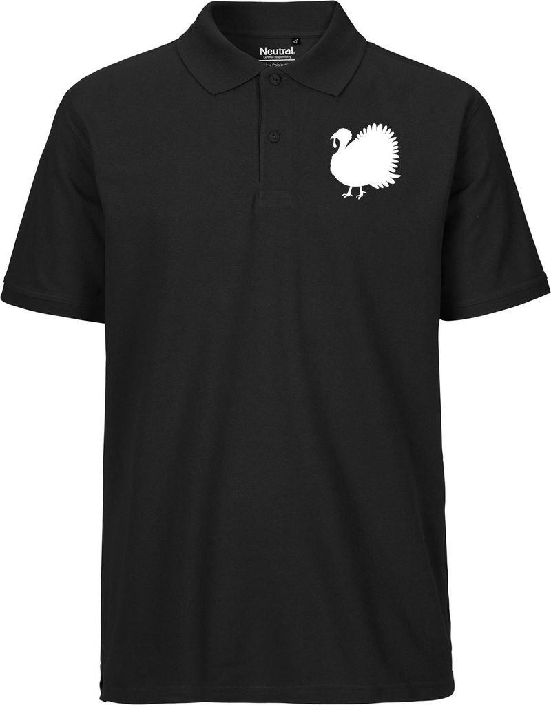 Huuraa Herren Polo Shirt Truthahn Silhouette XL Black Bio Baumwolle Fairtrade Poloshirt Geschenkidee