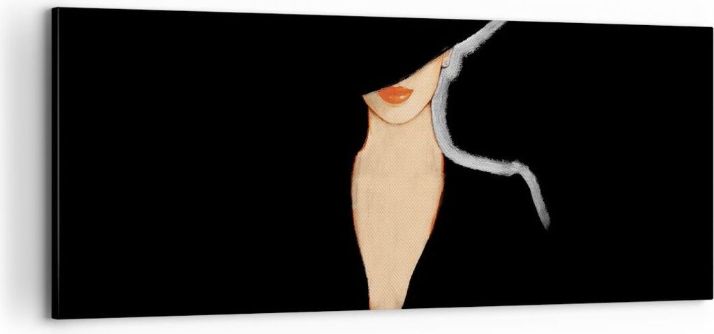 Bild auf Leinwand - Leinwandbild - Einteilig - Schwarz Frau Hut - 100x40cm - Wand Bild - Wanddeko - Wandbilder - Leinwanddruck - Bilder - Wanddekor...