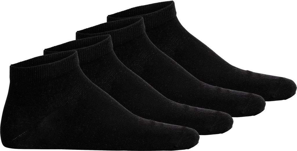 Von Jungfeld Uni Sneakersocken, 4er Pack - Essentials Sneaker, einfarbig Schwarz 35-38
