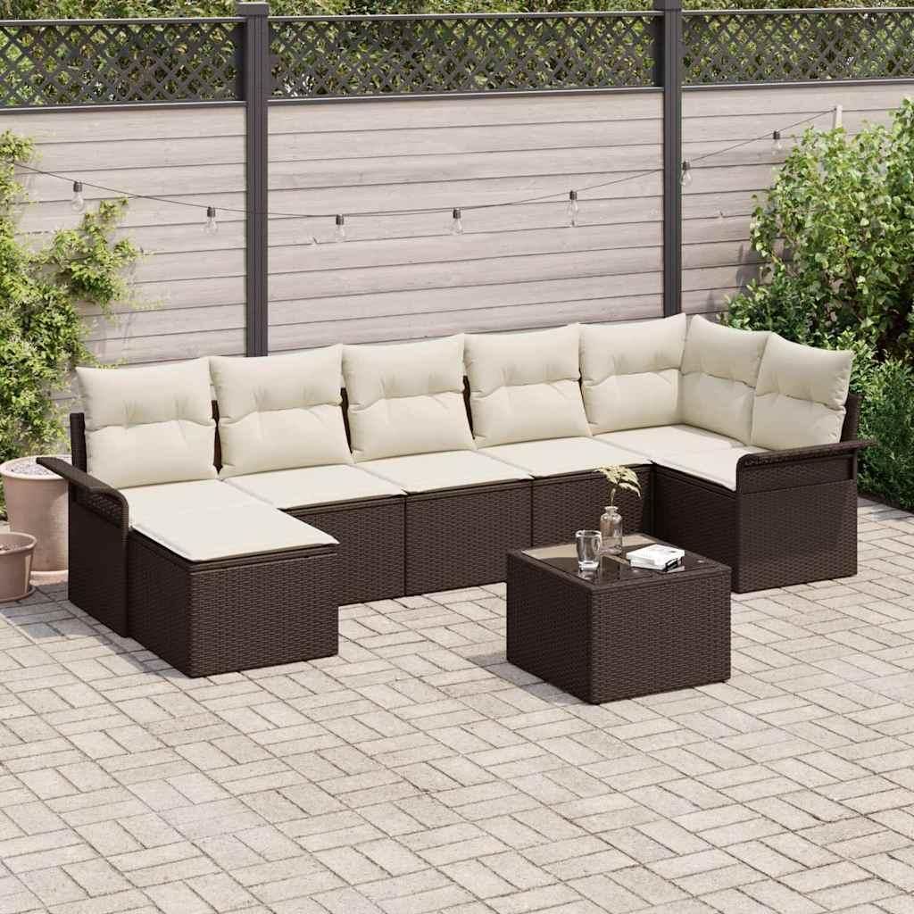 "2026 Promotion" Gartensofa-set mit Kissen - 8 pcs - Braun Poly-Rattan - Gartenmöbelset CC18775