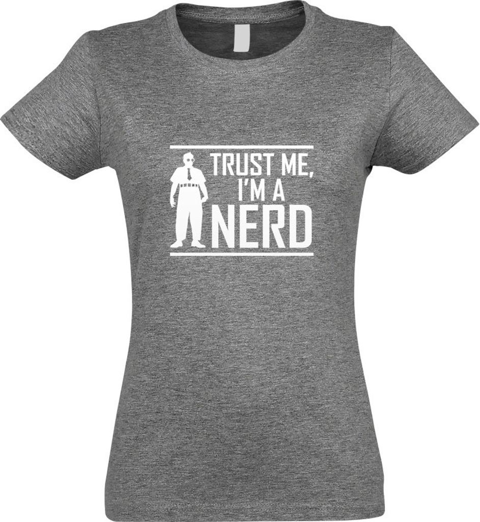 Kiwistar - T-Shirt tailliert - Damen - Graumeliert - Trust me, im a Nerd - Stuff - mit Motiv Bedruckt - Funshirt Design - Sport - Freizeit - Damen ...