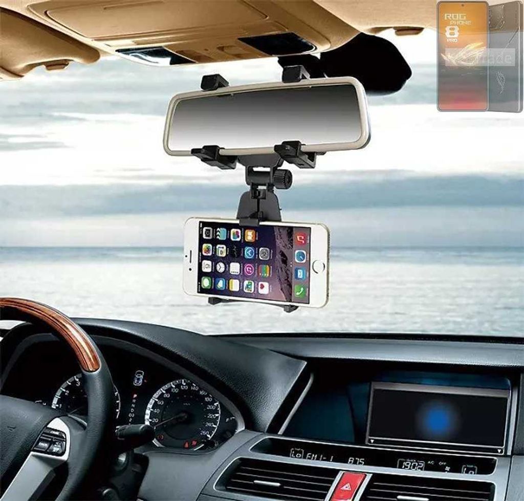K-S-Trade Smartphone Halterung kompatibel mit Asus ROG Phone 8 Pro Rückspiegel Halterung schwarz Auto Halterung KFZ Halter