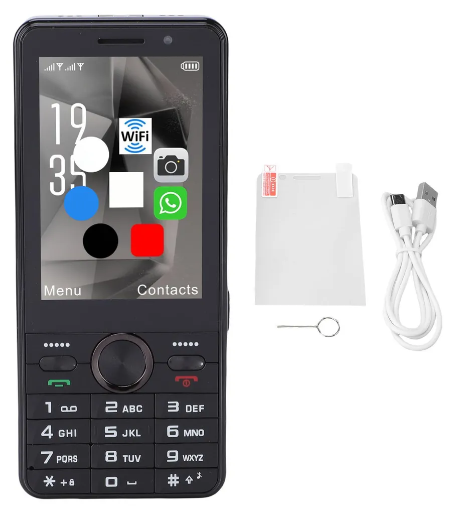 Téléphone débloqué 4G double SIM Noir avec écran tactile 3,5 pouces