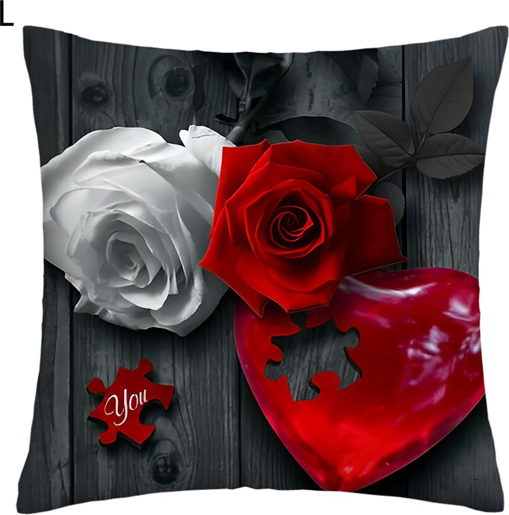 Kissen Schein weiche Textur Invisible Reißverschluss Flachs dekorative florale gedruckte Kissen Wurfkoffer Möbelzubehör-L