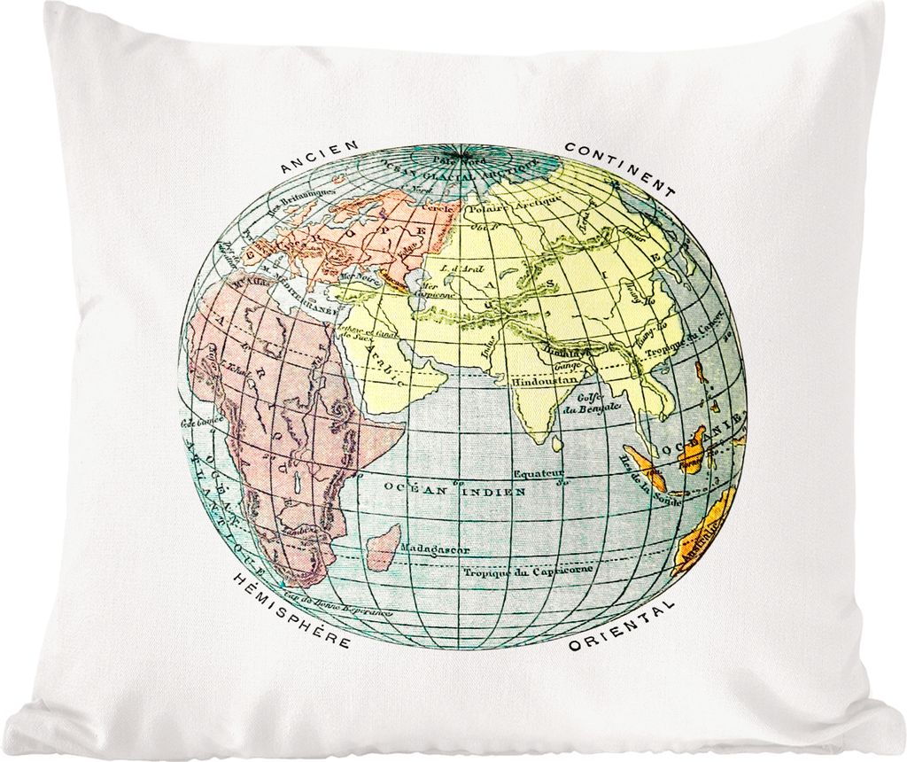 MuchoWow Zierkissen Sofakissen Wohnzimmer Dekokissen 50x50 cm Retro - Globus - Weltkarte - Komfort - Sofakissen