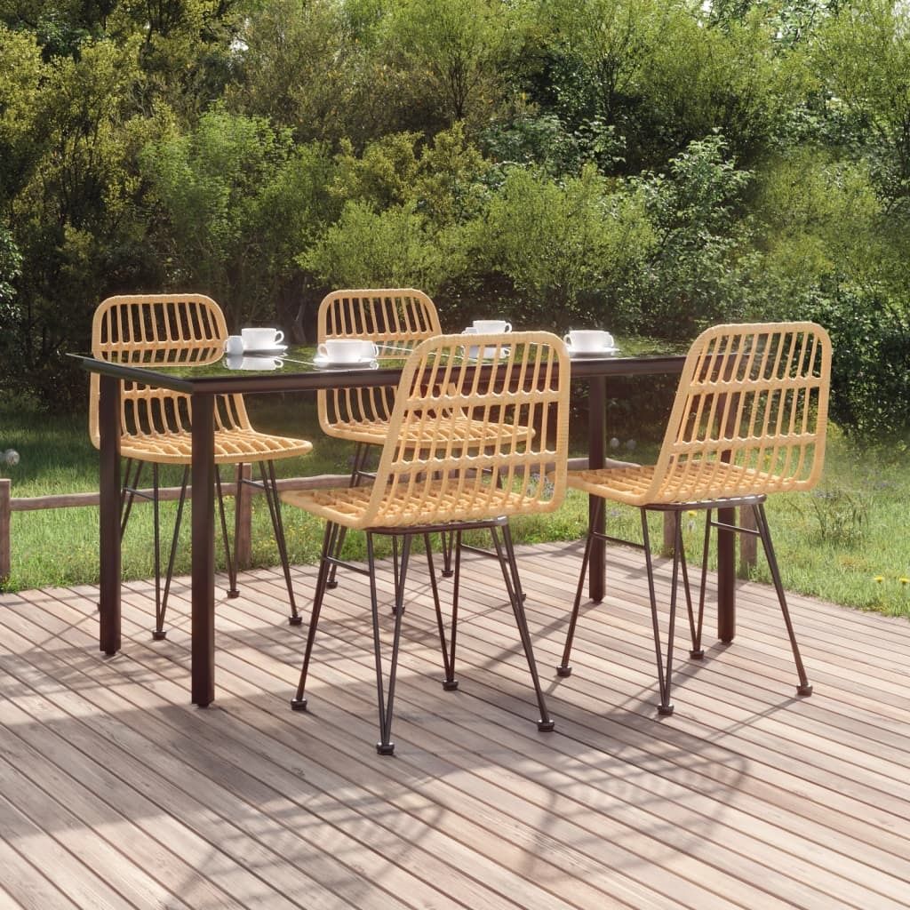 The Living Store 5-tlg. Garten-Essgruppe Poly Rattan