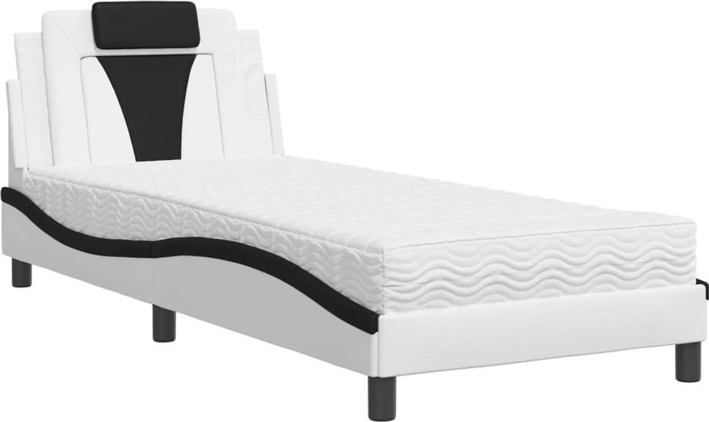 vidaXL Bett "Viana" mit Matratze Weiß und Schwarz 90x200 cm Kunstleder