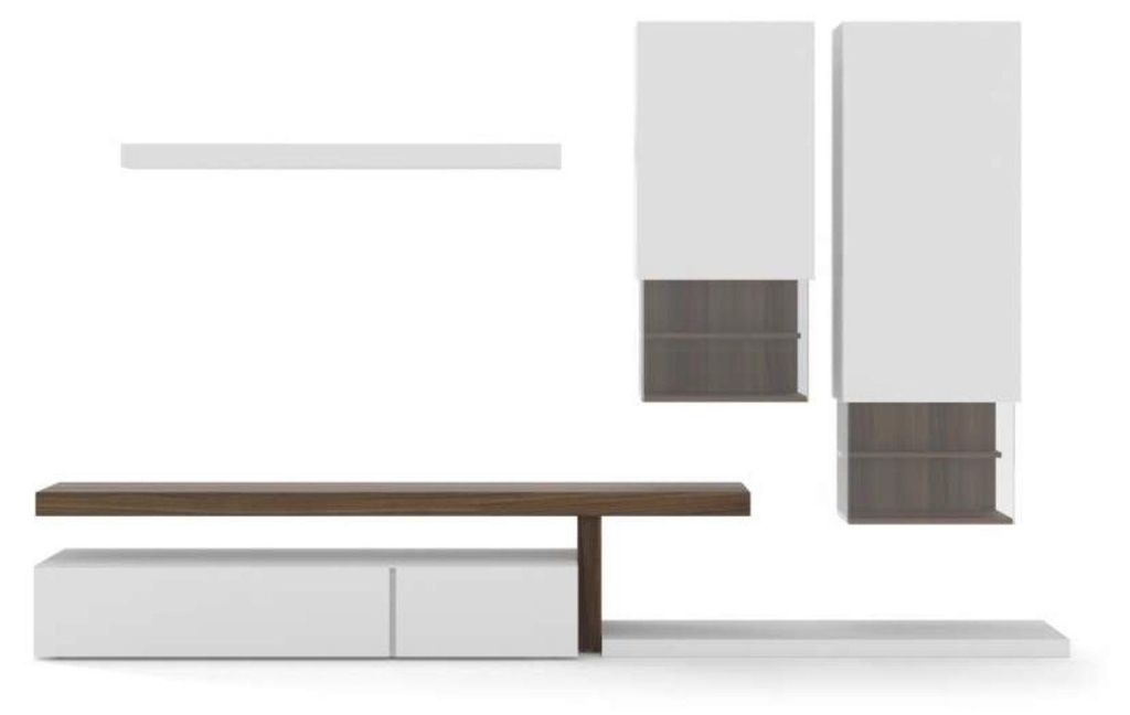 Weiße Wohnwand Möbel Moderne Hängeschränke Wandregale TV-Ständer Sideboard