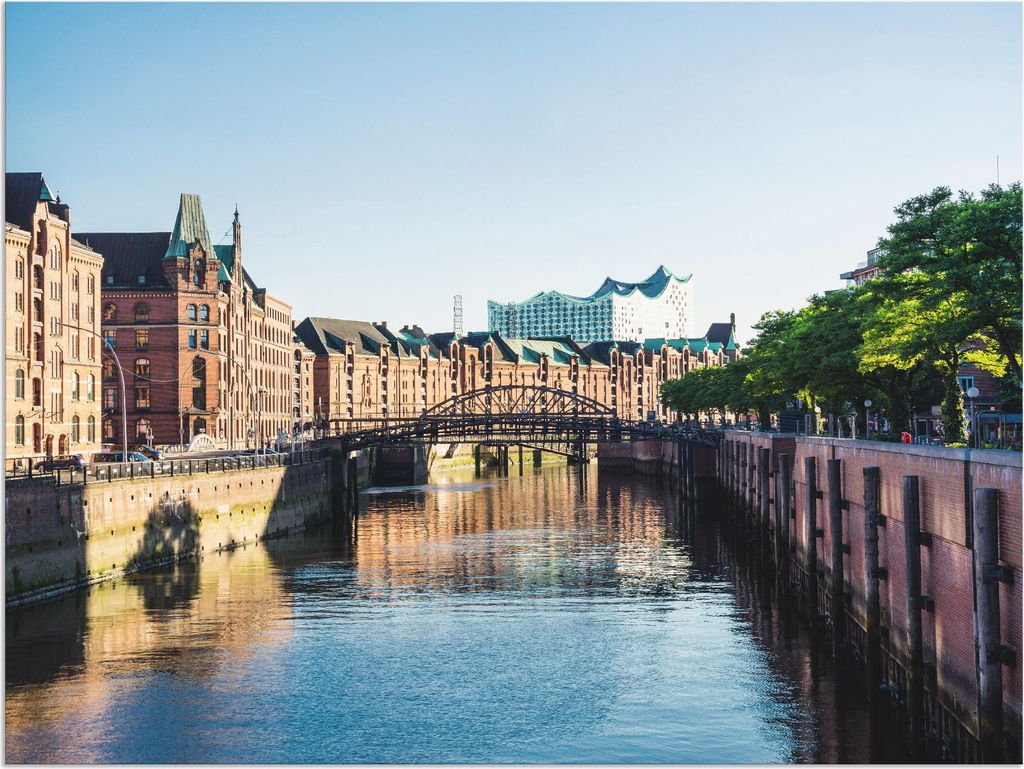 ARTland Wandbild Alu für Innen & Outdoor Hamburg Speicherstadt Größe: 60x45 cm