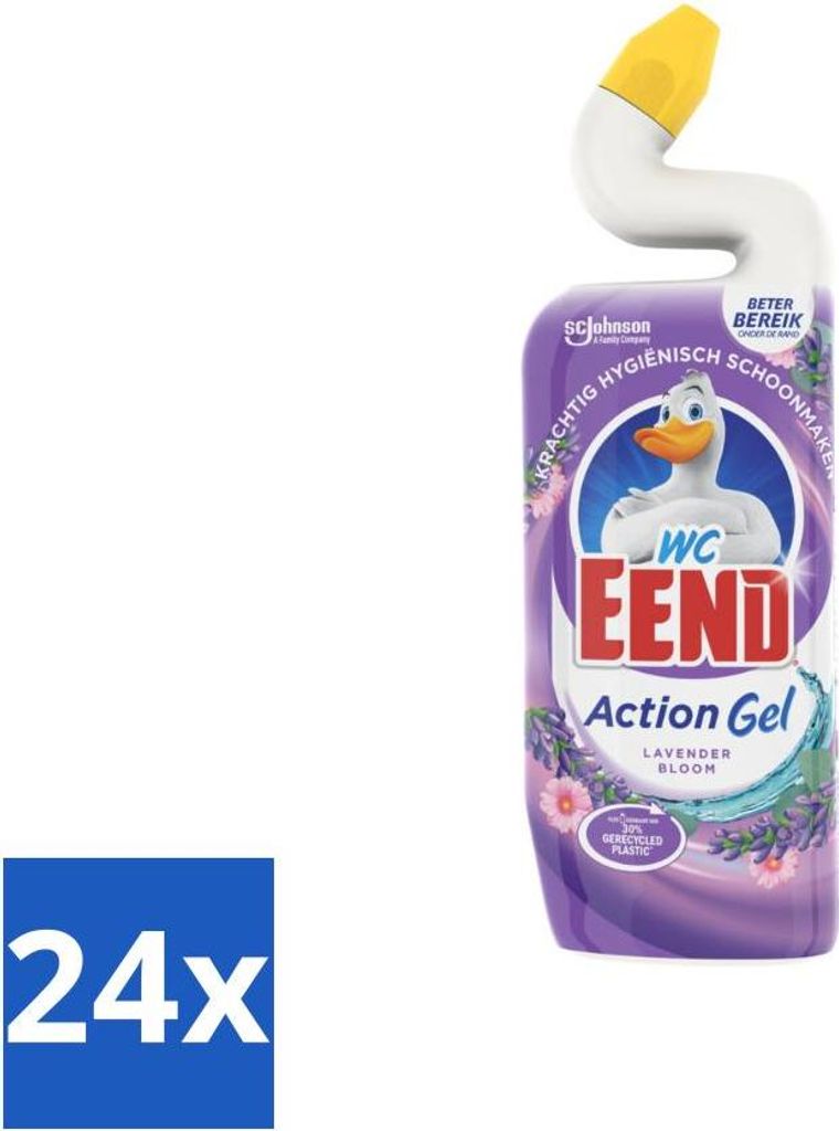 WC Ente - Aktionsgel Lavendelblüte - Toilettenreiniger - Frisch & Kraftvoll - 750 ml - Vorteilspack - 24 Stücke