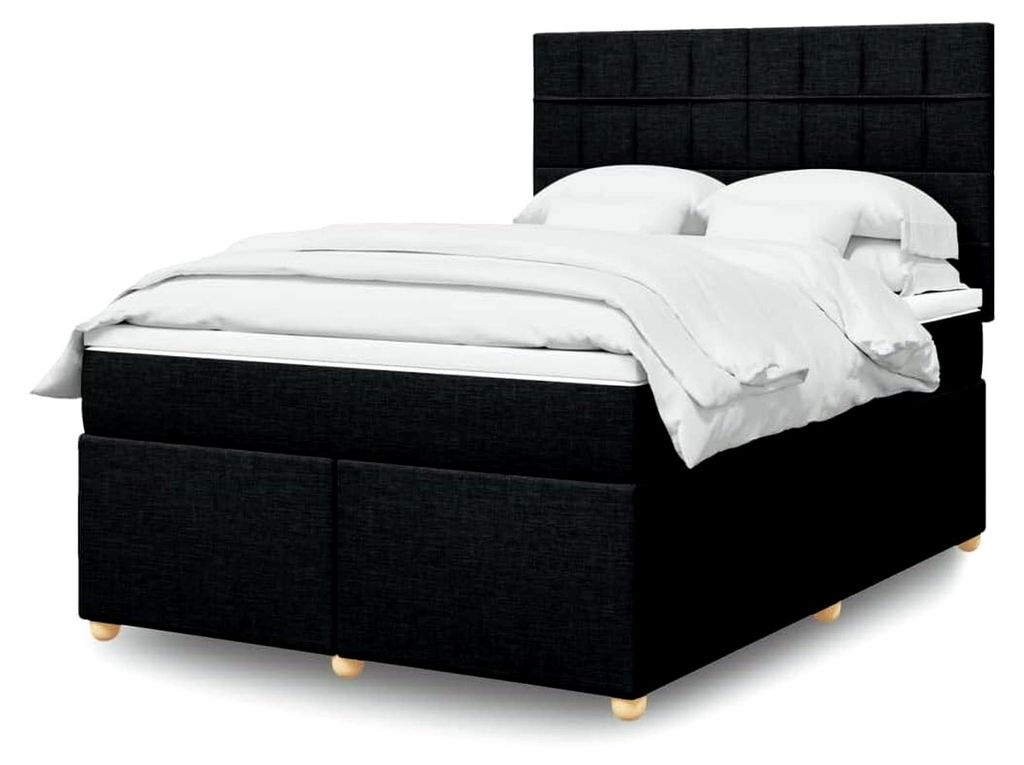 Lattenrost mit schwarzer Matratze, 140x200 cm, Stofflattenrost, einfache Montage für Schlafzimmer, Hotel, Schlafsaal