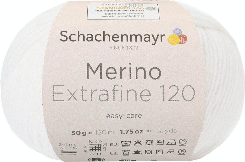 Schachenmayr Merino Extrafine 120, 50g White Handstrickgarne
