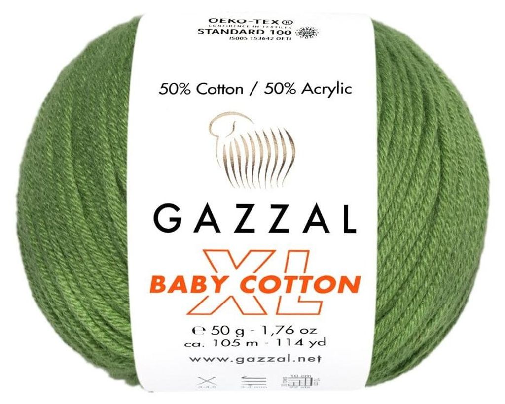 Wolle Gazzal Baby Baumwolle XL 3449 Farngrün - Stricken & Produktbild 