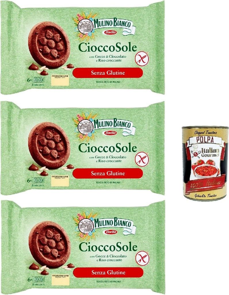 Mulino Bianco Biscotti Cioccosole, kekse mit Reis und Schokoladenchips, Gluten -freie, ideal zum Frühstück oder Snacks, biscuits ohne Palmöl, gl...