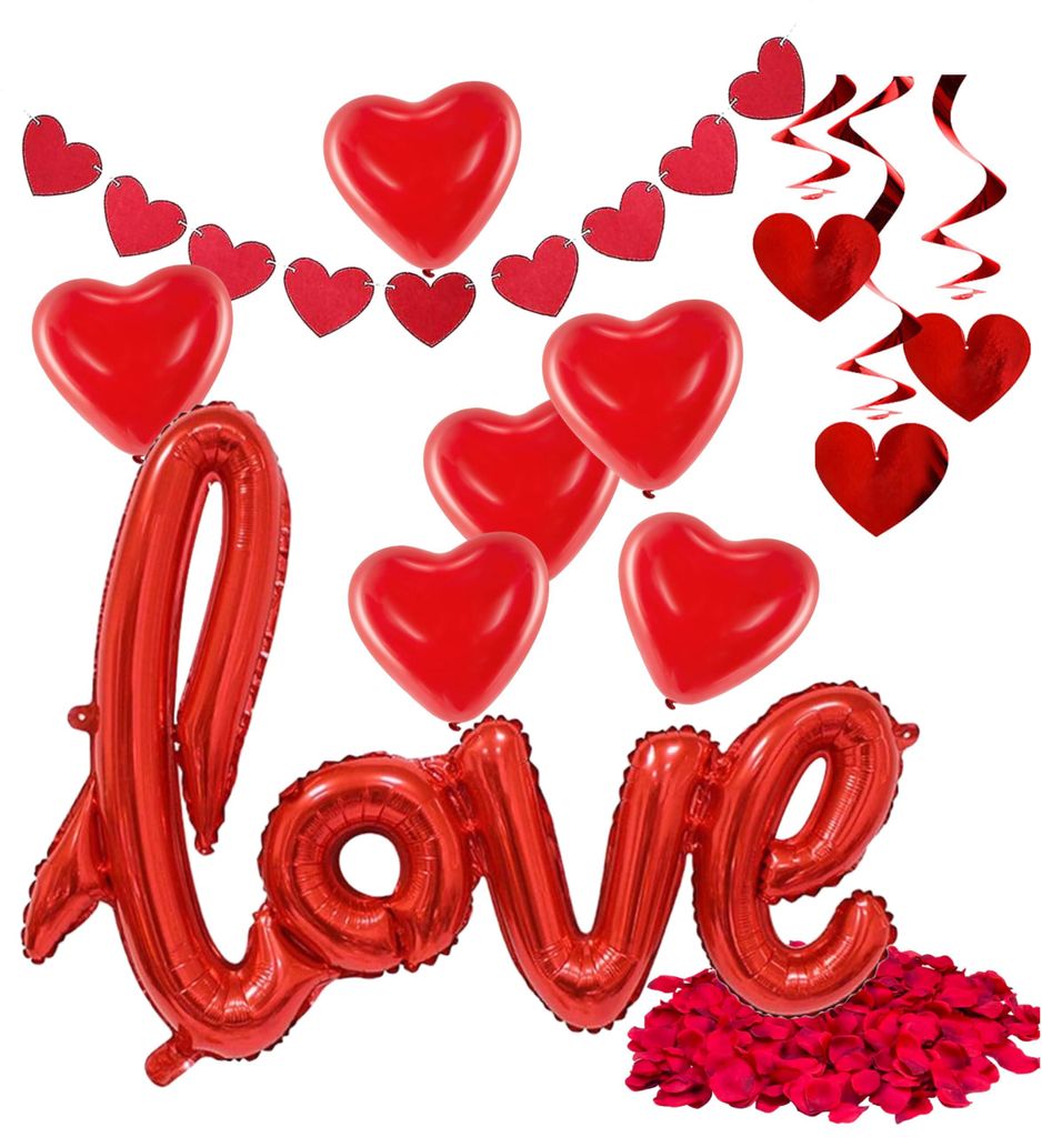XXL Valentinstag Deko Set Herzluftballons Girlande Love Produktbild 