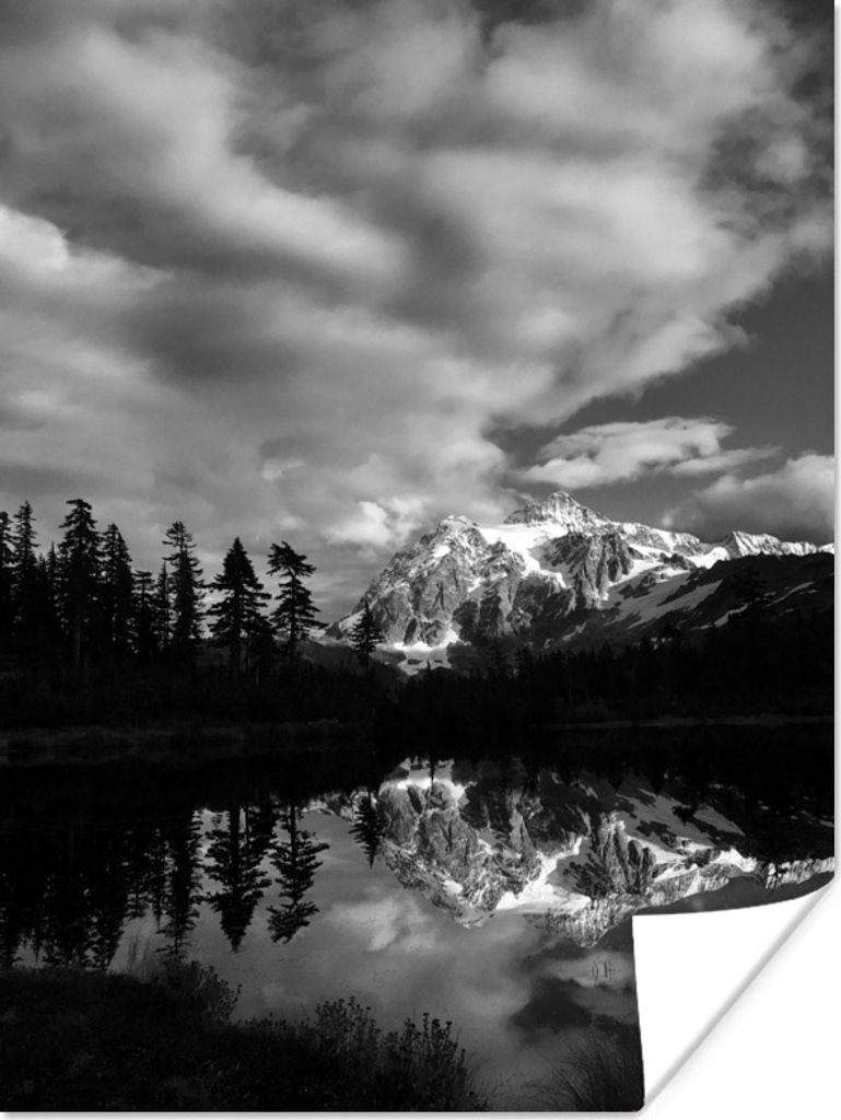 MuchoWow Poster Ein Schwarz-Weiß-Bild des North Cascades National Park 120x160 cm - Wandbilder