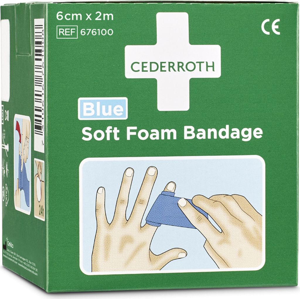 CEDERROTH Pflaster "Soft Foam Bandage" 60 mm x 2 m selbsthaftend blau
