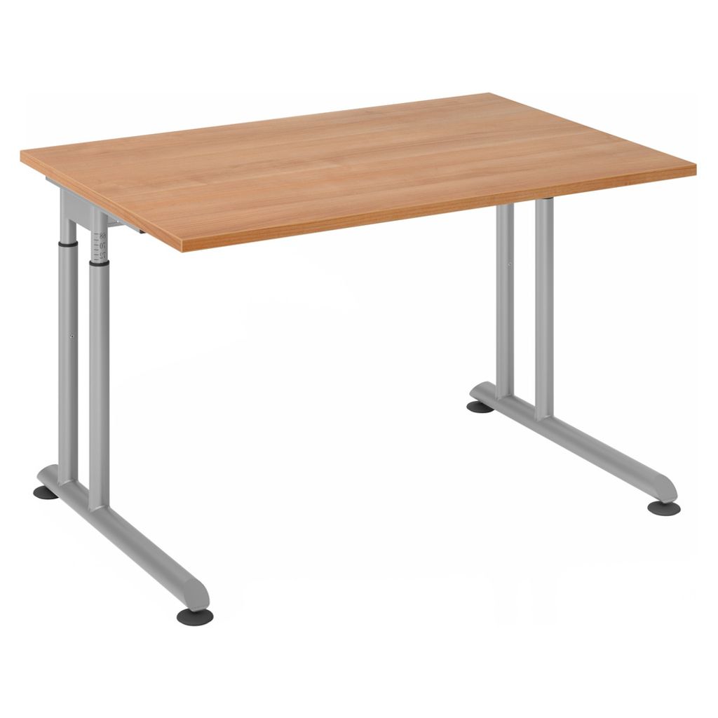 Schreibtisch C-Fuß 120x80cm Nussbaum/Silber