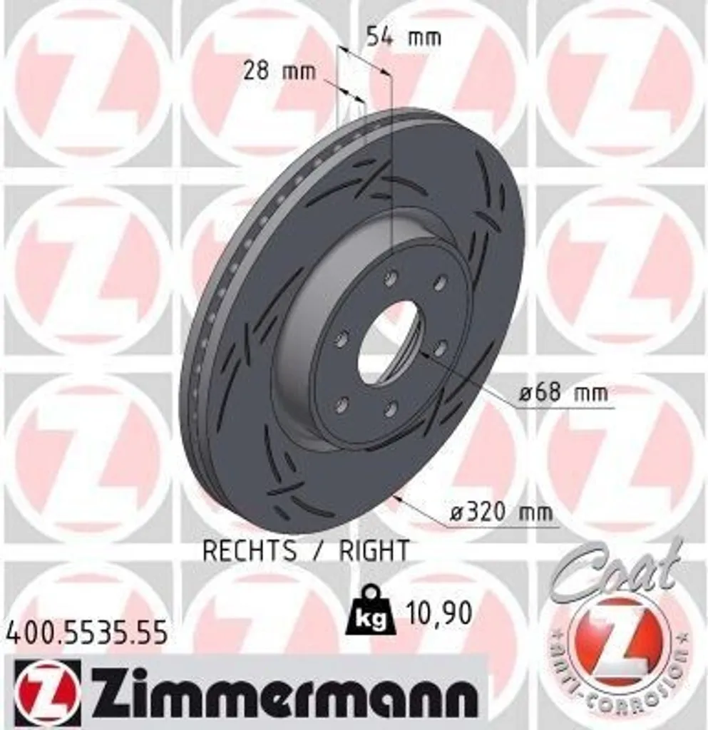 Disque de frein ventilé 320mm Zimmermann Mercedes Classe X 400.5535.55