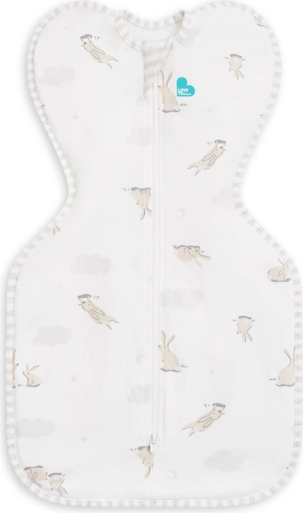 Love to Dream Swaddle Up Pucksack Weiß Wolkenhäschen, 1,0T Small (3,5-6kg)