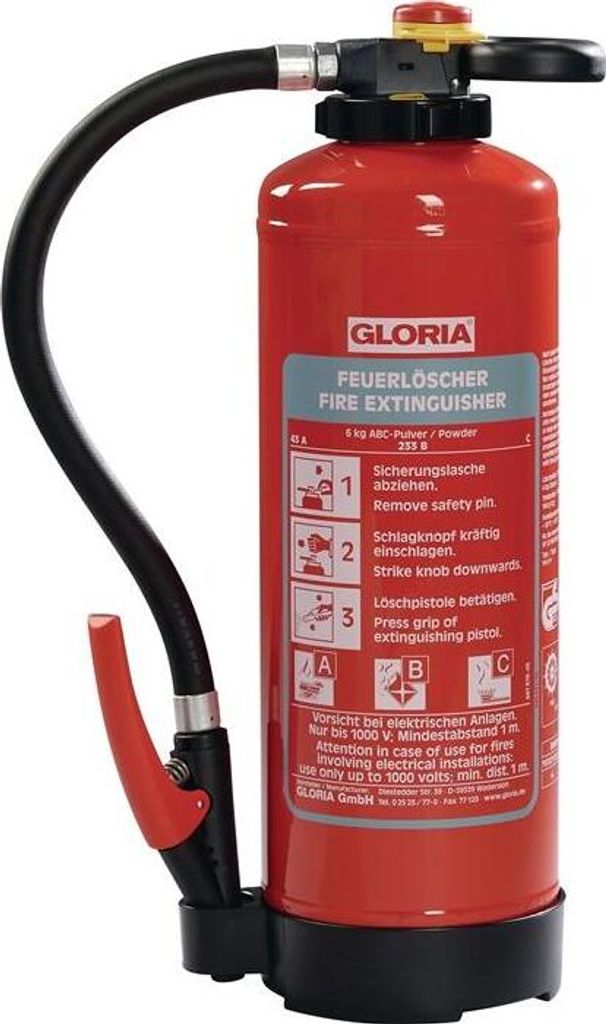 Gaśnica proszkowa Gloria 6 kg z możliwością ładowania, Zdjęcie produktu 
