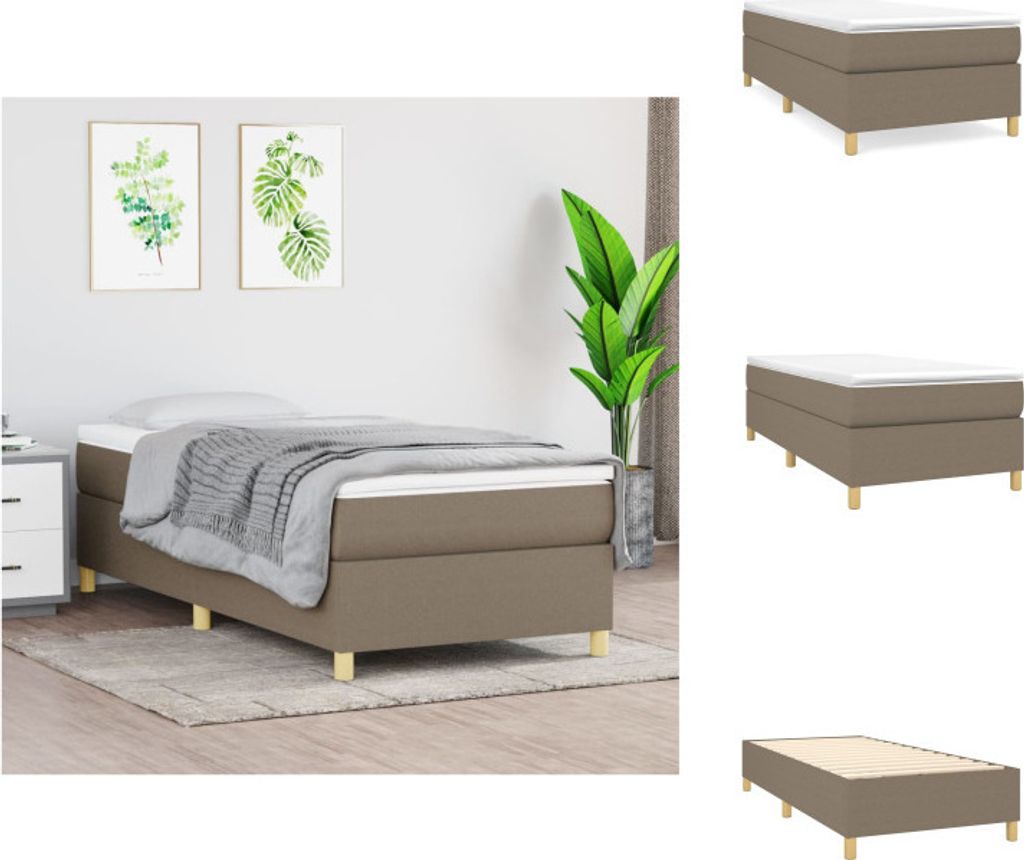 vidaXL Boxspringbett mit Matratze Taupe 90x200 cm Stoff - Betten & Bettgestelle