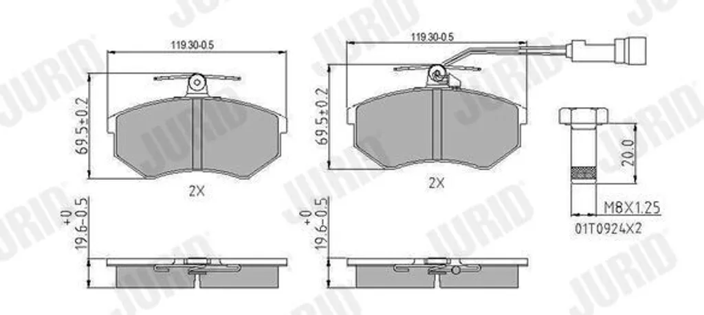 Plaquettes de frein avant JURID 571356J pour AUDI 80 Berline (8C2, B4)