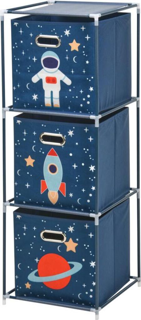 Spielzeugregal mit Behältern Weltraummission, 35 x 35 x 102 cm