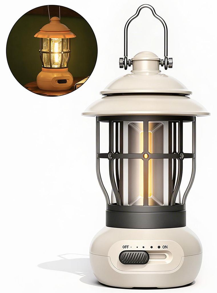 LED Campinglampe Retro dimmbar, USB aufladbare Camping Laterne 300 Lumen, tragbare Outdoor Lampe für Camping Wandern Stromausfall