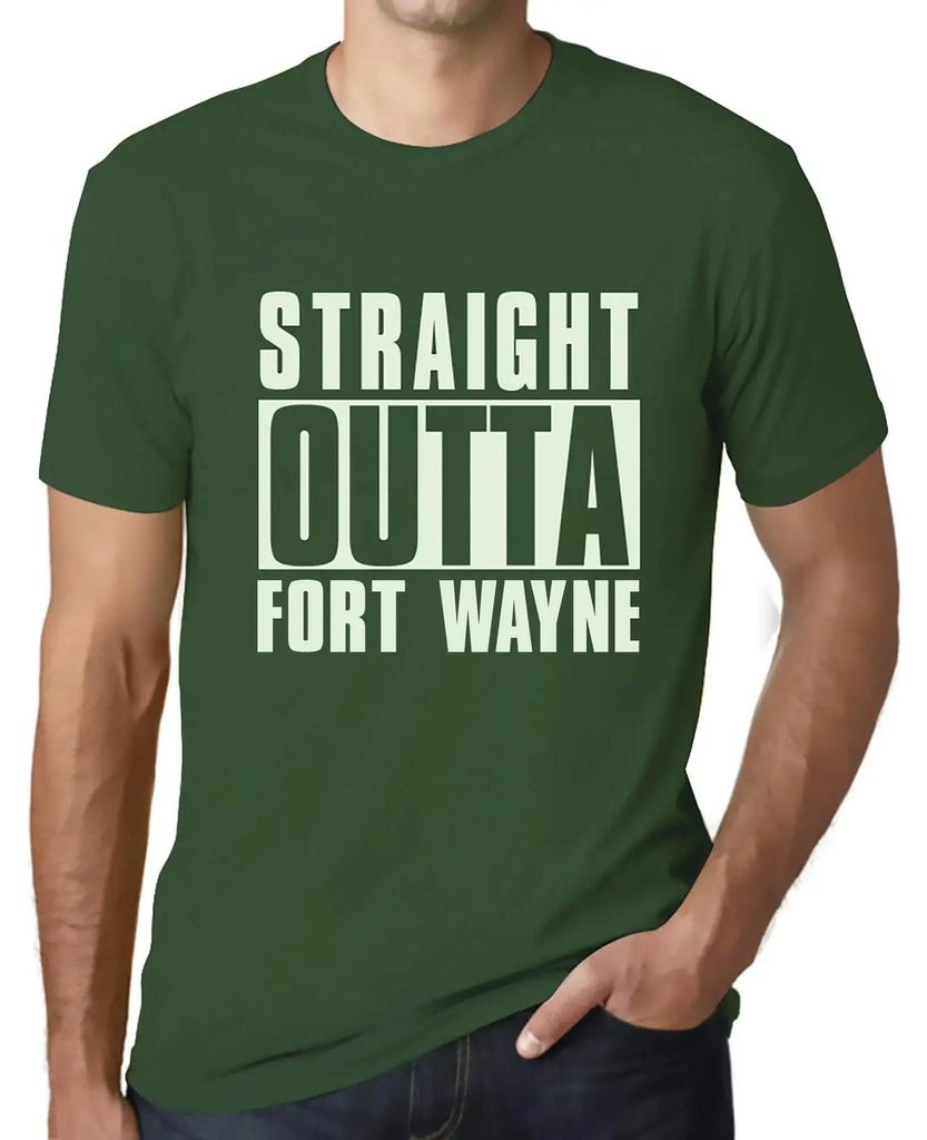 Herren Grafik T-Shirt Straight Outta Fort Wayne Öko-Verantwortlich Vintage Jahrgang Kurzarm Lustige Druck Geburtstag Geschenk Mann