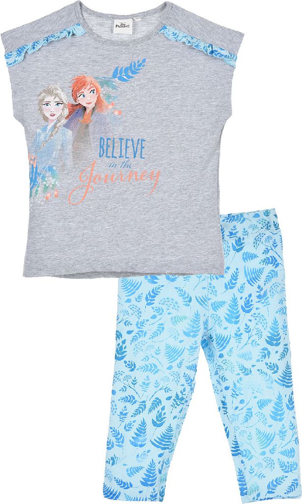 Frozen - Die Eiskönigin Anna und Elsa Schlafanzug Schlaf-Set kurzes Oberteil mit Hose , Größe:128