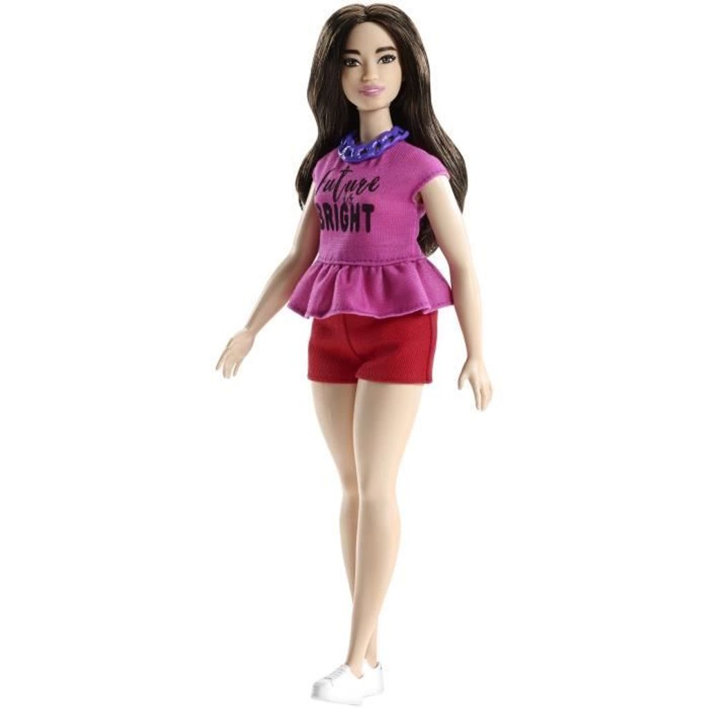MATTEL FJF58 Barbie Fashionista Puppe mit roten Shorts und pinkem Oberteil