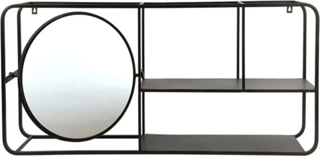 Étagère murale en métal noir avec miroir de style vestiaire d'usine