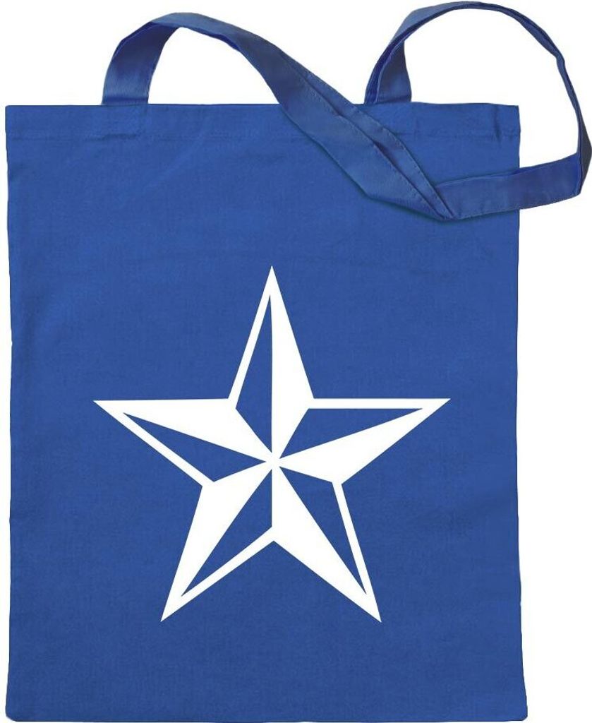 Kiwistar - Baumwolltasche - royalblau - Nautischer Stern - Tragetasche Stoffbeutel Umhängetasche langer Henkel