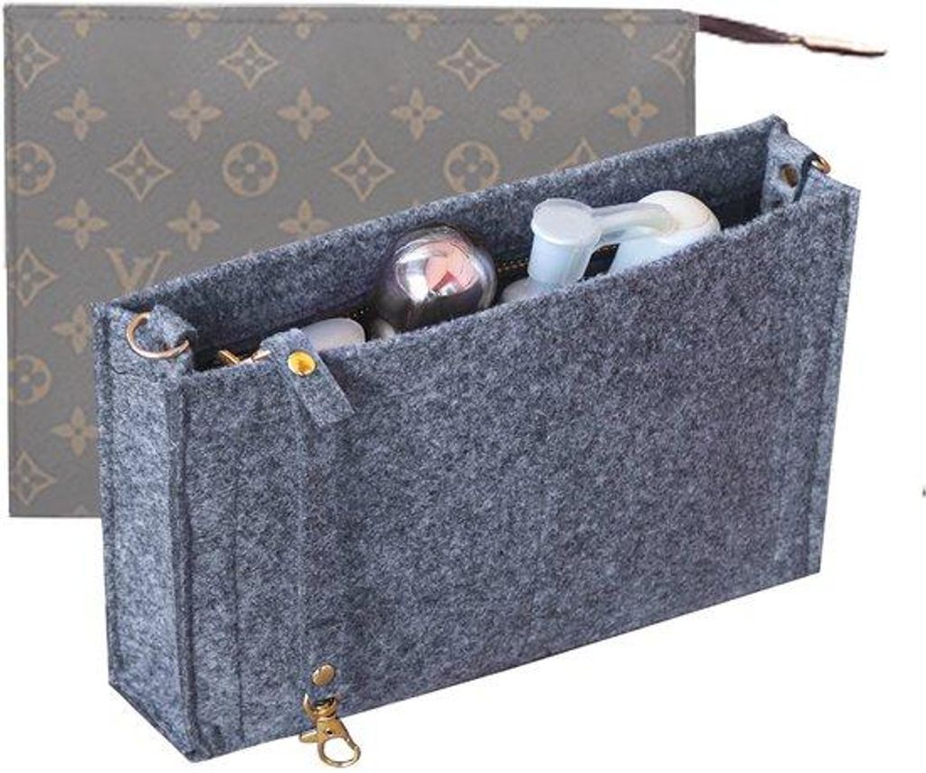 Donkergrijs Multi-Pocket Organizer für Handtas mit Reißverschluss, Taschenorganizer, Bag-in-Bag-Linern, Organizer für Toilettas 19 und 26 Zoll