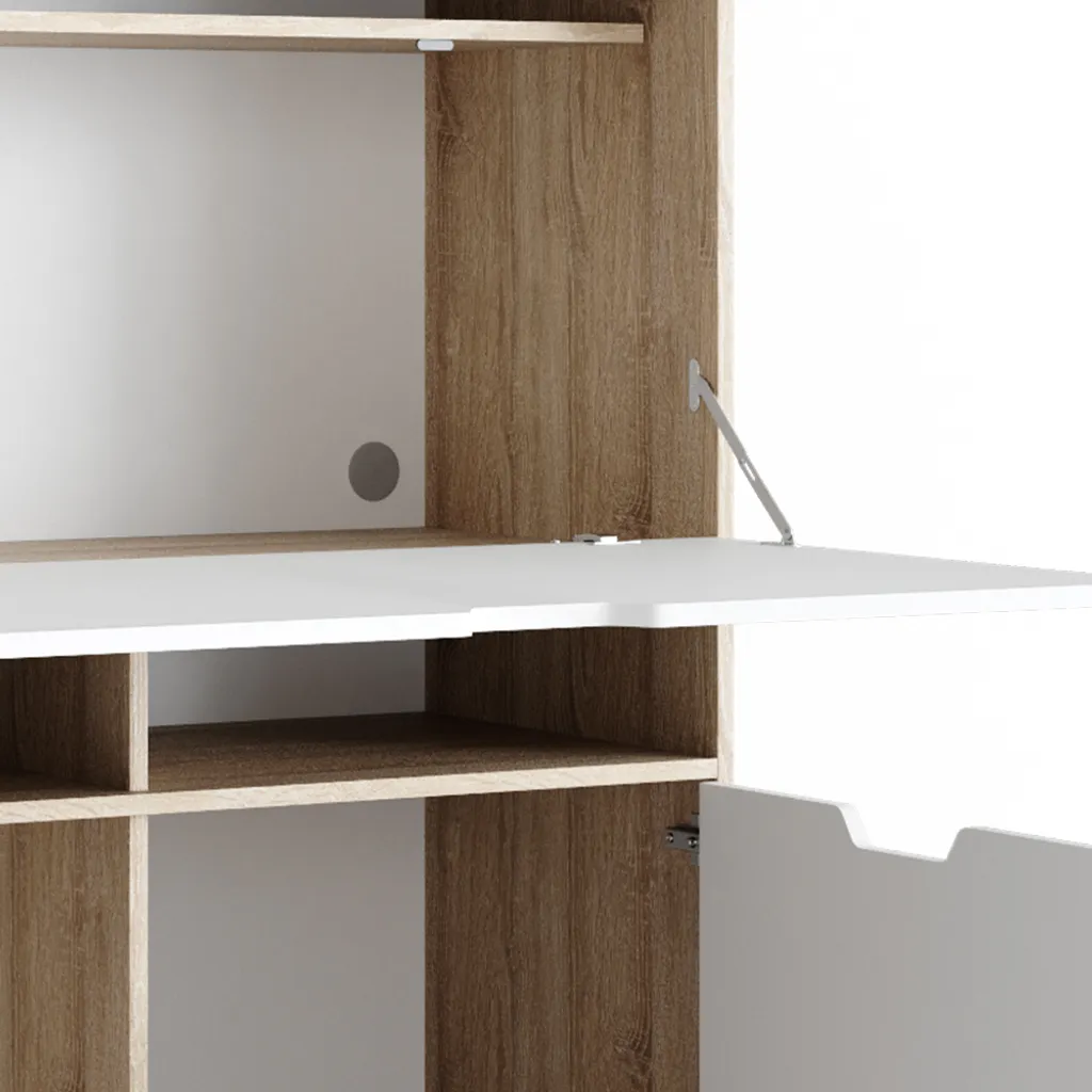 Secrétaire Vicco Berdi Sonoma 110cm - Bureau Compact Effet Bois Chêne - 6