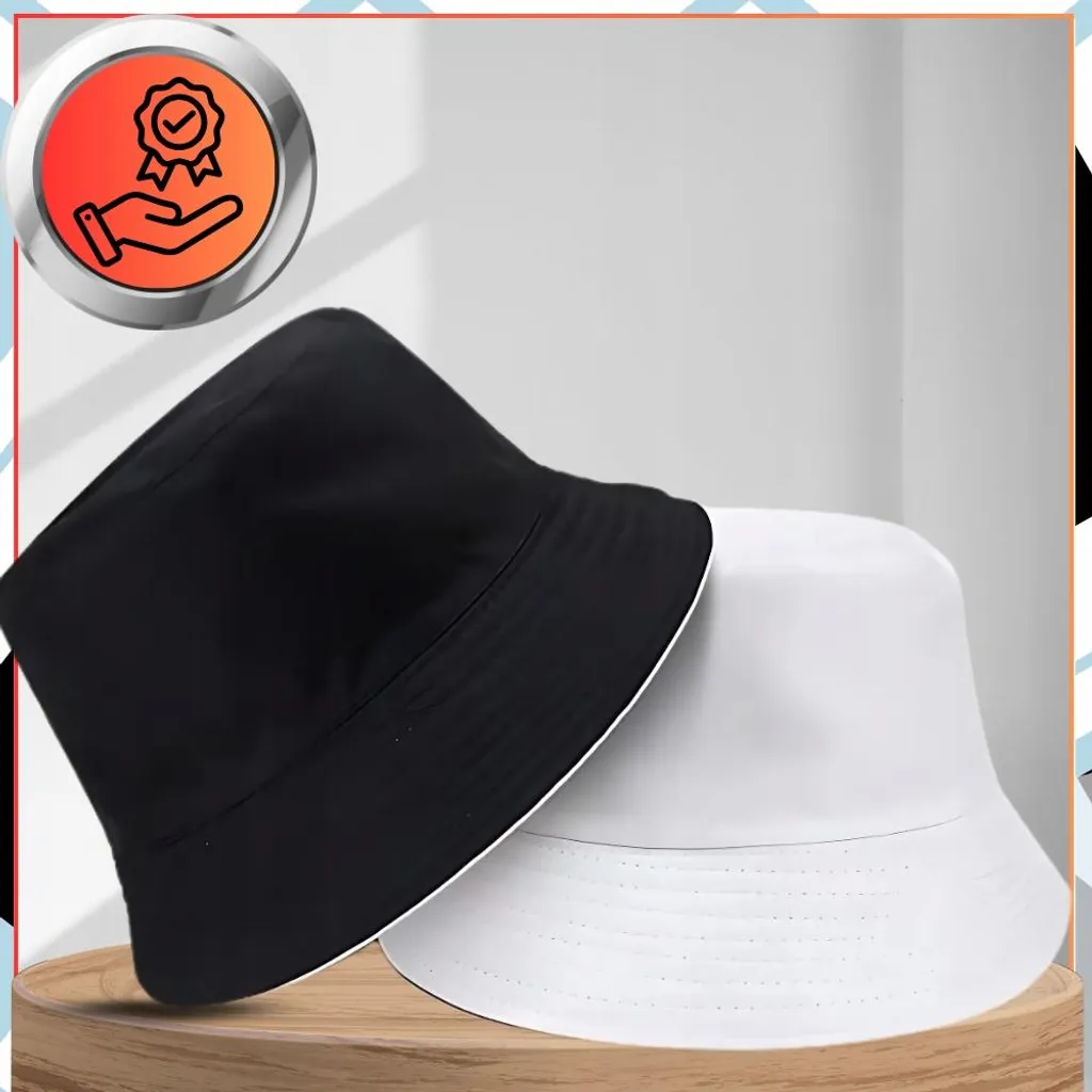 EDIBAZZAR Cappello a Secchiello Double-Face Bianco e Nero - Stile Estate - 6