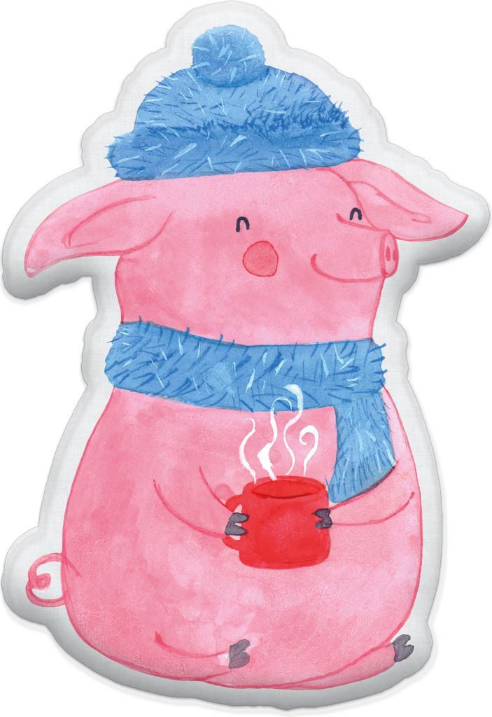 Mr. & Mrs. Panda Dekokissen Schweinchen Glühwein 45 cm - Weiß - Geschenk, Kuscheltier, Spruch, Kuschelkissen, tier, Betrunken, Plüschtier, Weihn...