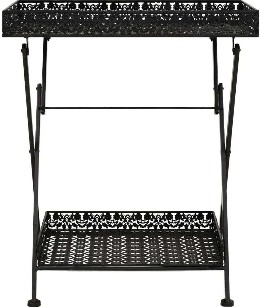 SYFAX Tavolo da Tè Pieghevole Vintage in Metallo Nero - 58x35x72 cm