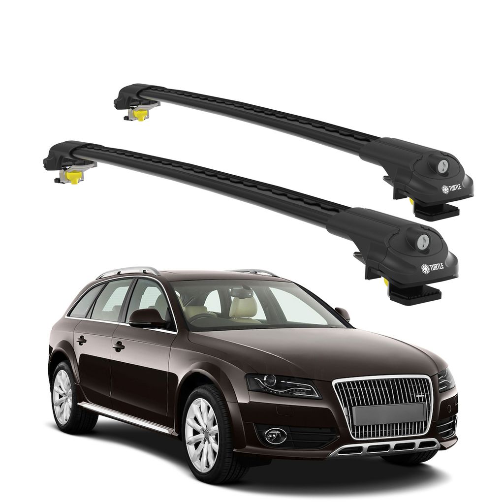 TURTLE DACHTRÄGER AIR-1 AUDI A4 ALLROAD (B8) 2008 - 2015 Raised Rails , Schwarz