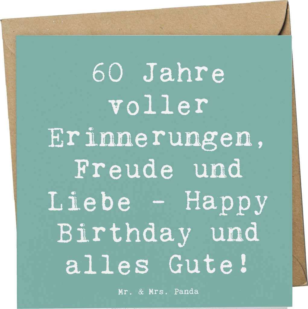 Mr. & Mrs. Panda Klappkarte Spruch 60. Geburtstag Glückwunsch - Meeresbrise - Geschenk, Alter, faltkarte, doppelkarte, Erinnerungen, Glückwunschk...