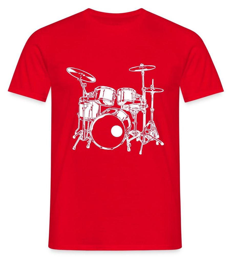 Spreadshirt Schlagzeug Drummer Rock Musik Männer T-Shirt, 3XL, Rot