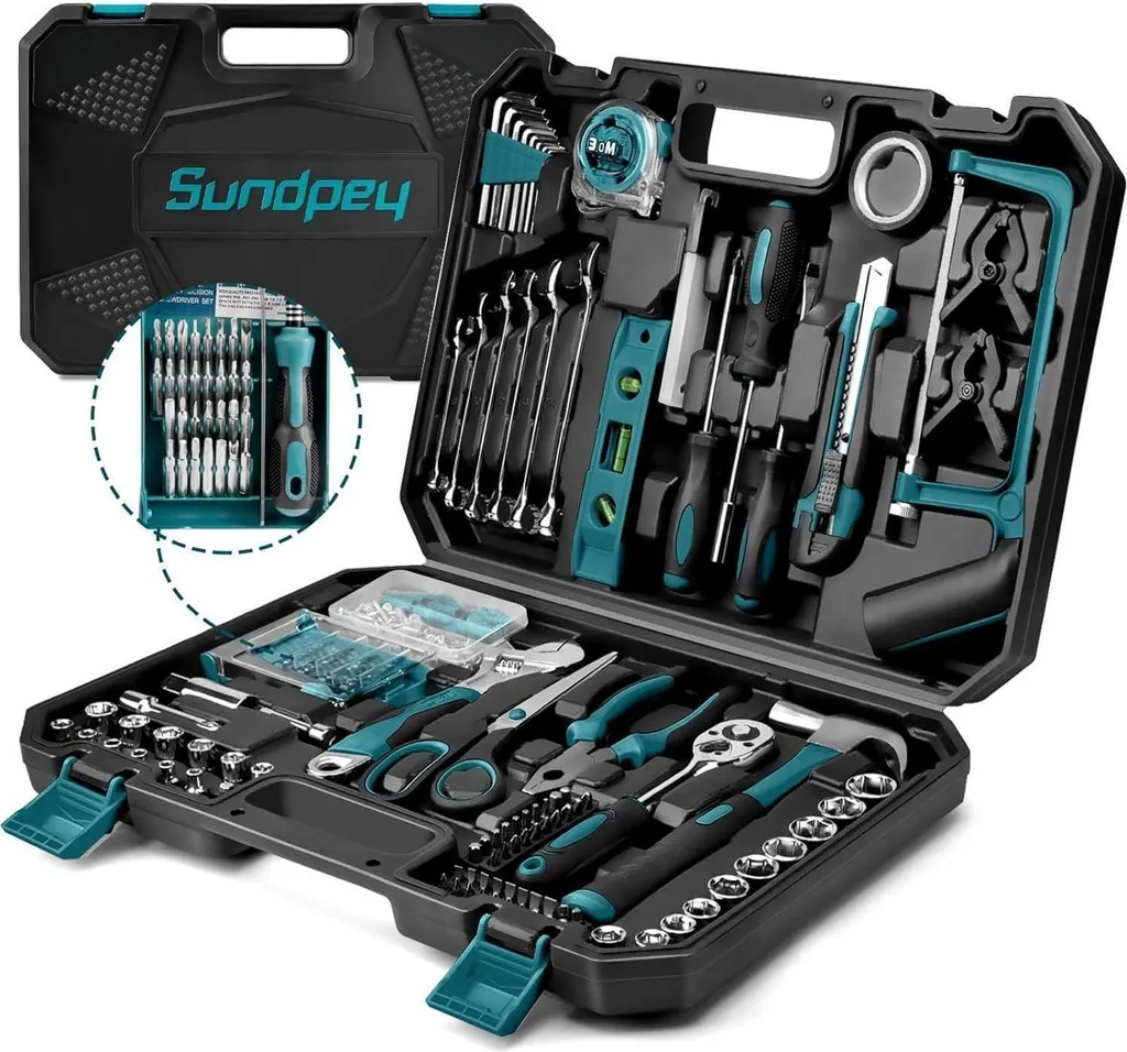 Sundpey Coffret à outils 257 pièces avec jeu de clés à cliquet bleu
