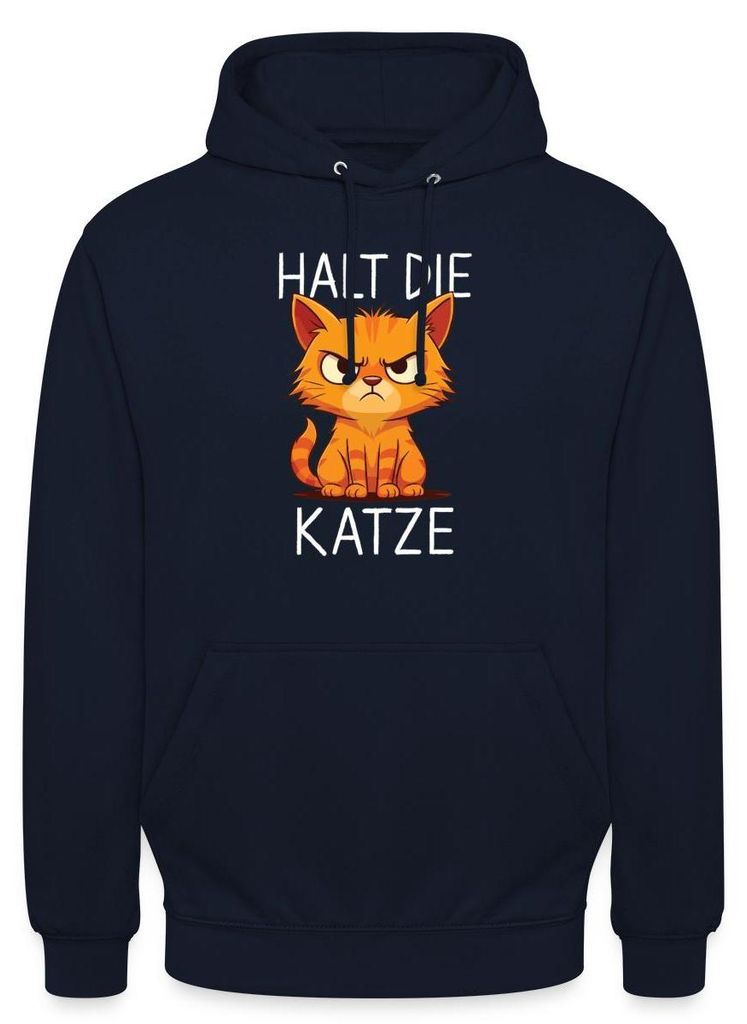 Spreadshirt Halt Die Katze | Wütende Katze Uni Hoodie, S, Navy