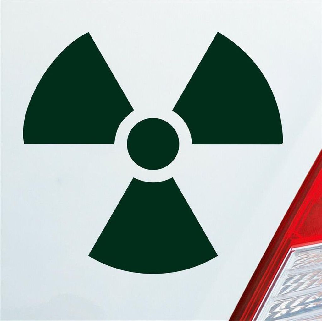 Auto Aufkleber Atom Radioaktivität Atomkraft Nuklear 10x10 cm Dunkelgrün Sticker Heckscheibenaufkleber